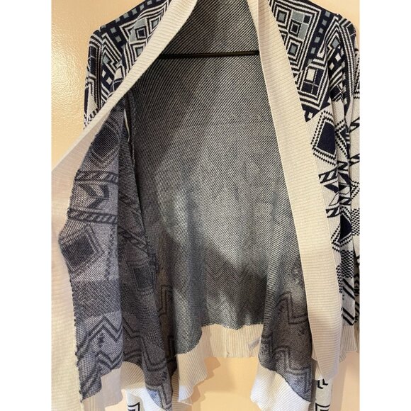 Pink Republic Women Open Front Aztec Cardigan Sweater Cotton Acryli Beige&Navy L - Picture 5 of 11